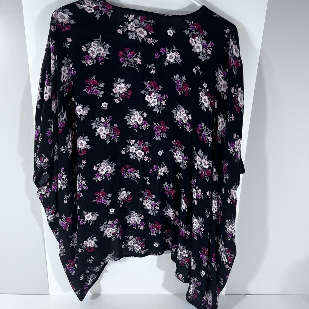 American Threads Black Micro Floral Kimono One size - Picture 7 of 7